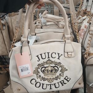 Juicy Couture Cream-Beige Satchel with Embroidered Crest